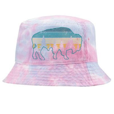 Bison American Buffalo Vintage National Park Souvenir Gift Tie-Dyed Bucket Hat