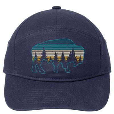 Bison American Buffalo Vintage National Park Souvenir Gift 7-Panel Snapback Hat