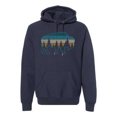 Bison American Buffalo Vintage National Park Souvenir Gift Premium Hoodie