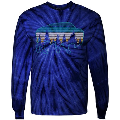 Bison American Buffalo Vintage National Park Souvenir Gift Tie-Dye Long Sleeve Shirt