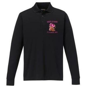 Boots And Bling Its A Cowgirl Thing Cute Love Country Life Performance Long Sleeve Polo