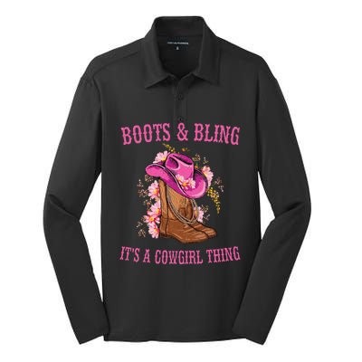 Boots And Bling Its A Cowgirl Thing Cute Love Country Life Silk Touch Performance Long Sleeve Polo