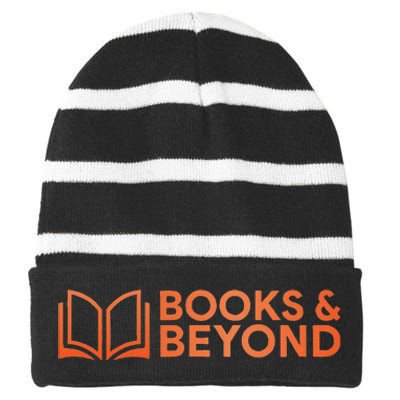 Books And Beyond Striped Beanie with Solid Band