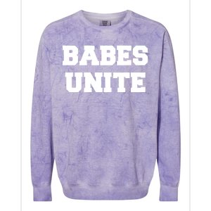 Babes Unite Womens Rights Feminist Colorblast Crewneck Sweatshirt