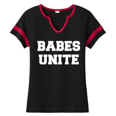 Babes Unite Womens Rights Feminist Ladies Halftime Notch Neck Tee