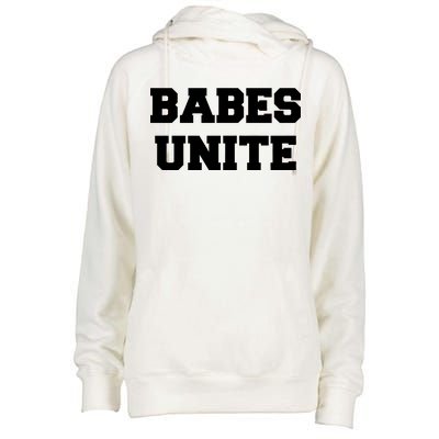 Babes Unite Womens Rights Feminist Womens Funnel Neck Pullover Hood