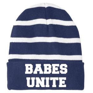 Babes Unite Womens Rights Feminist Striped Beanie with Solid Band