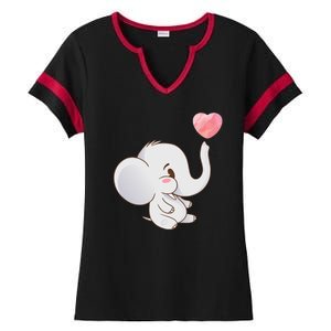 Baby Cute Elephant Ladies Halftime Notch Neck Tee