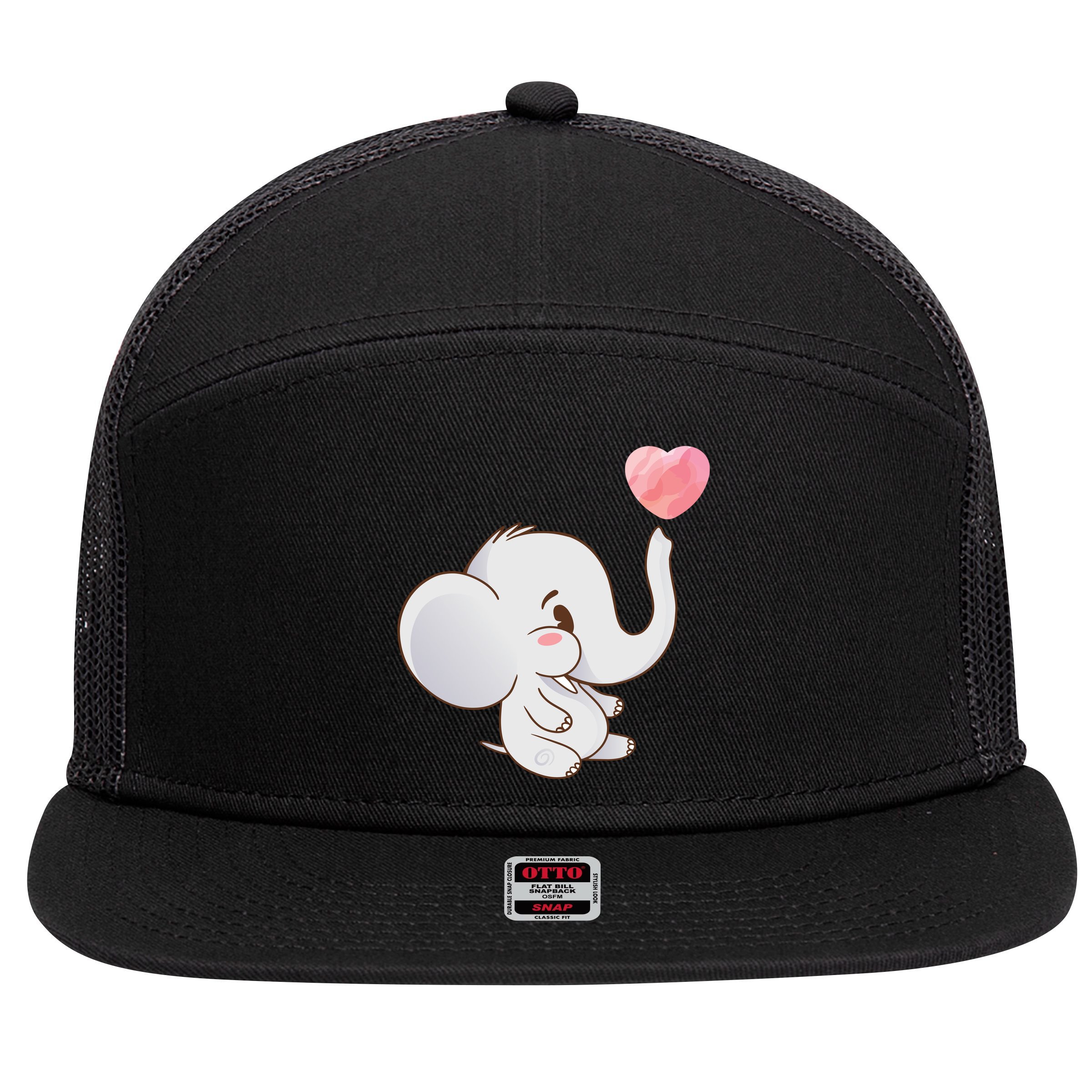 Baby Cute Elephant 7 Panel Mesh Trucker Snapback Hat