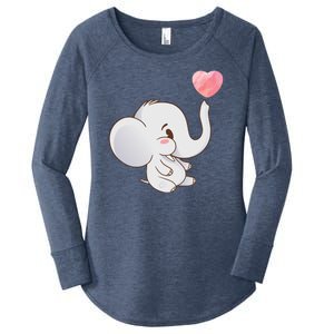 Baby Cute Elephant Women's Perfect Tri Tunic Long Sleeve Shirt