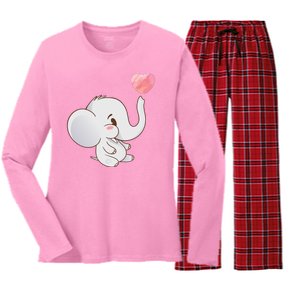 Baby Cute Elephant Women's Long Sleeve Flannel Pajama Set 