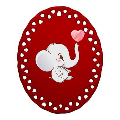 Baby Cute Elephant Ceramic Oval Ornament