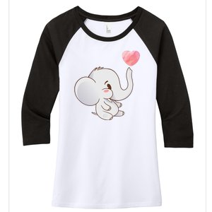 Baby Cute Elephant Women's Tri-Blend 3/4-Sleeve Raglan Shirt