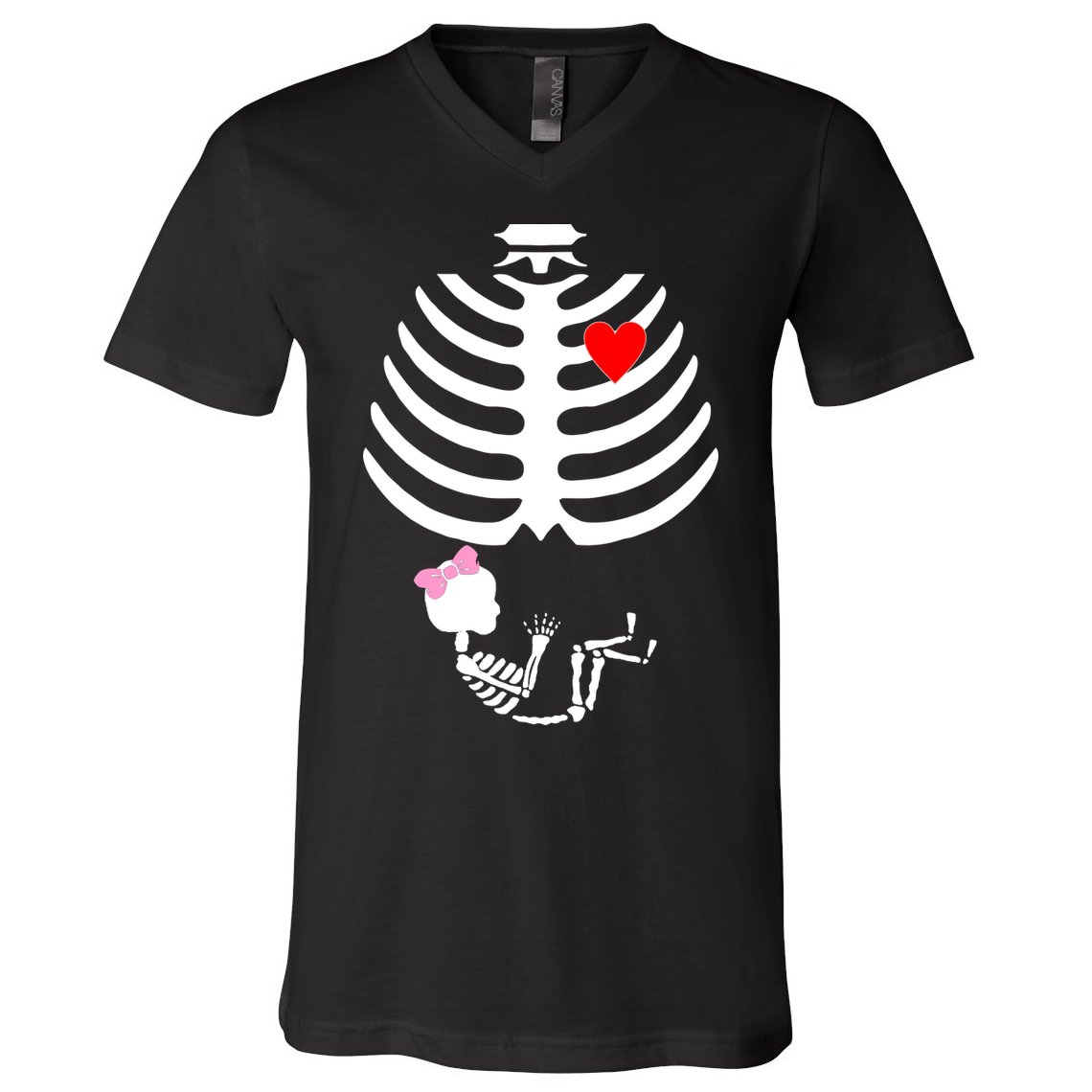 Baby Girl Skeleton Pregnancy Love Halloween V-Neck T-Shirt