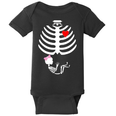 Baby Girl Skeleton Pregnancy Love Halloween Baby Bodysuit