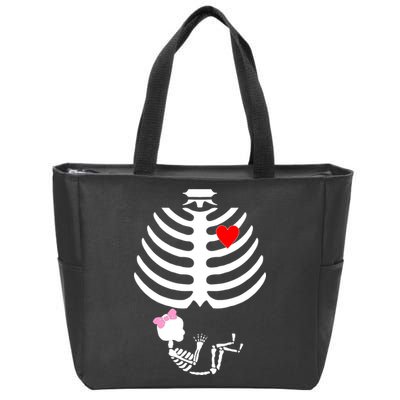 Baby Girl Skeleton Pregnancy Love Halloween Zip Tote Bag