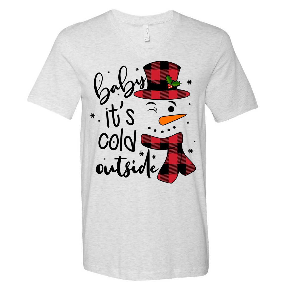 Baby It's Cold Outside Snowman V-Neck T-Shirt