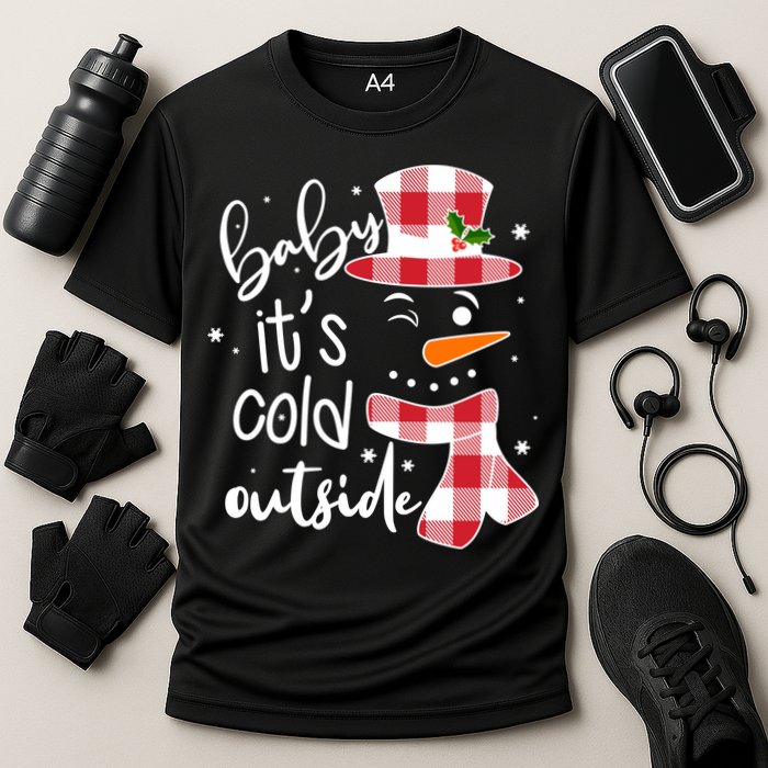Baby It's Cold Outside Snowman Cooling Performance Crew T-Shirt