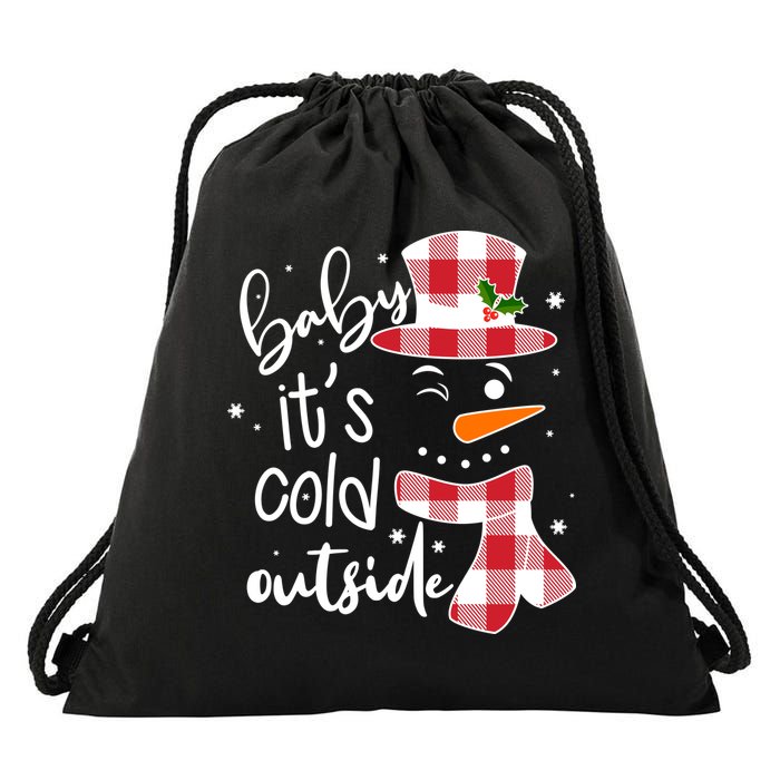 Baby It's Cold Outside Snowman Drawstring Bag