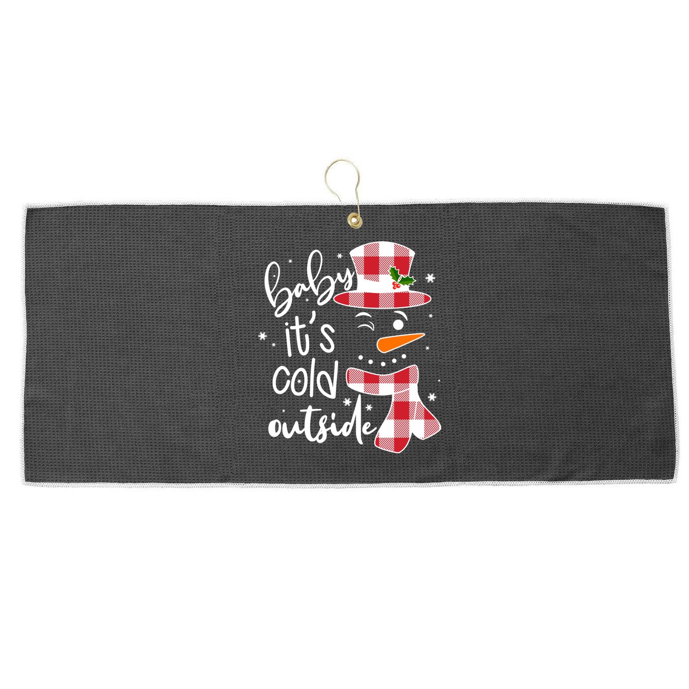 Baby It's Cold Outside Snowman Large Microfiber Waffle Golf Towel