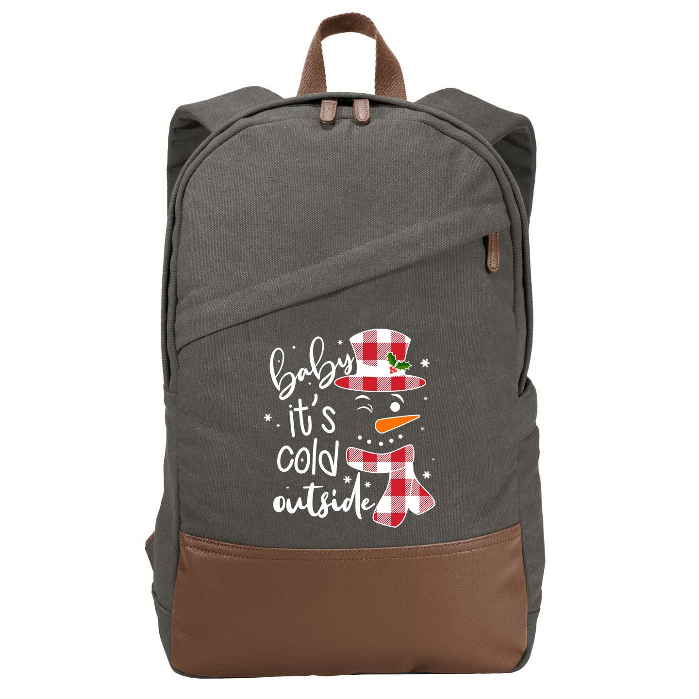 Baby It's Cold Outside Snowman Cotton Canvas Backpack