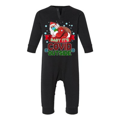 Baby It's Covid Outside Funny Christmas Infant Fleece One Piece