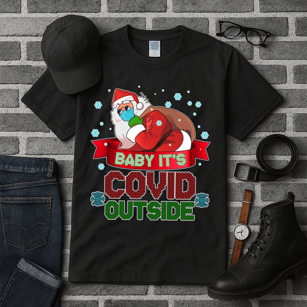 Baby It's Covid Outside Funny Christmas Tall T-Shirt