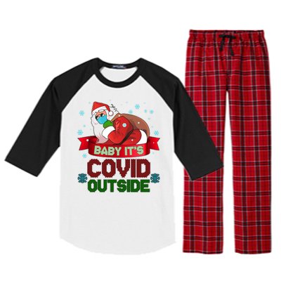 Baby It's Covid Outside Funny Christmas Raglan Sleeve Pajama Set