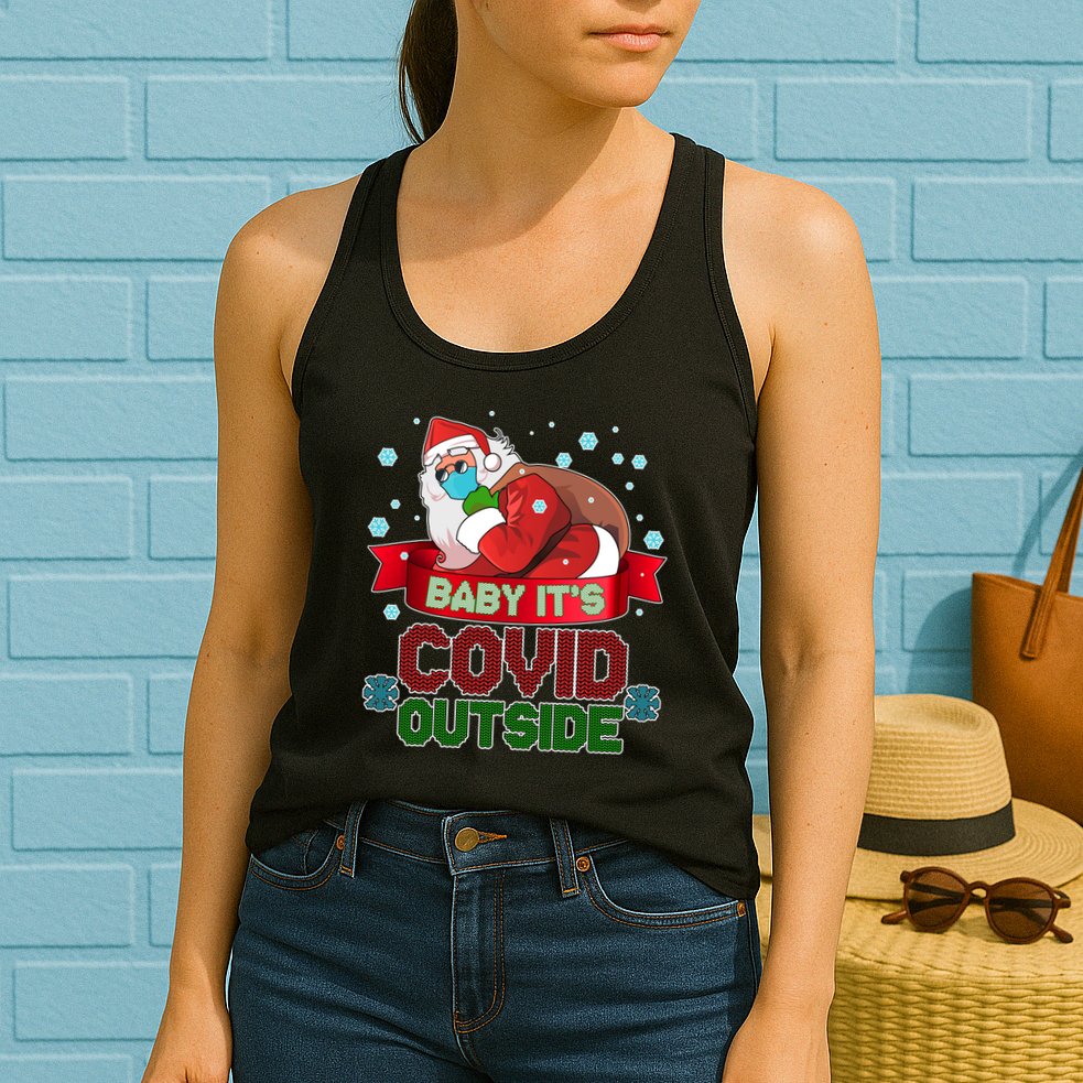 Baby It's Covid Outside Funny Christmas Womens Tank Top