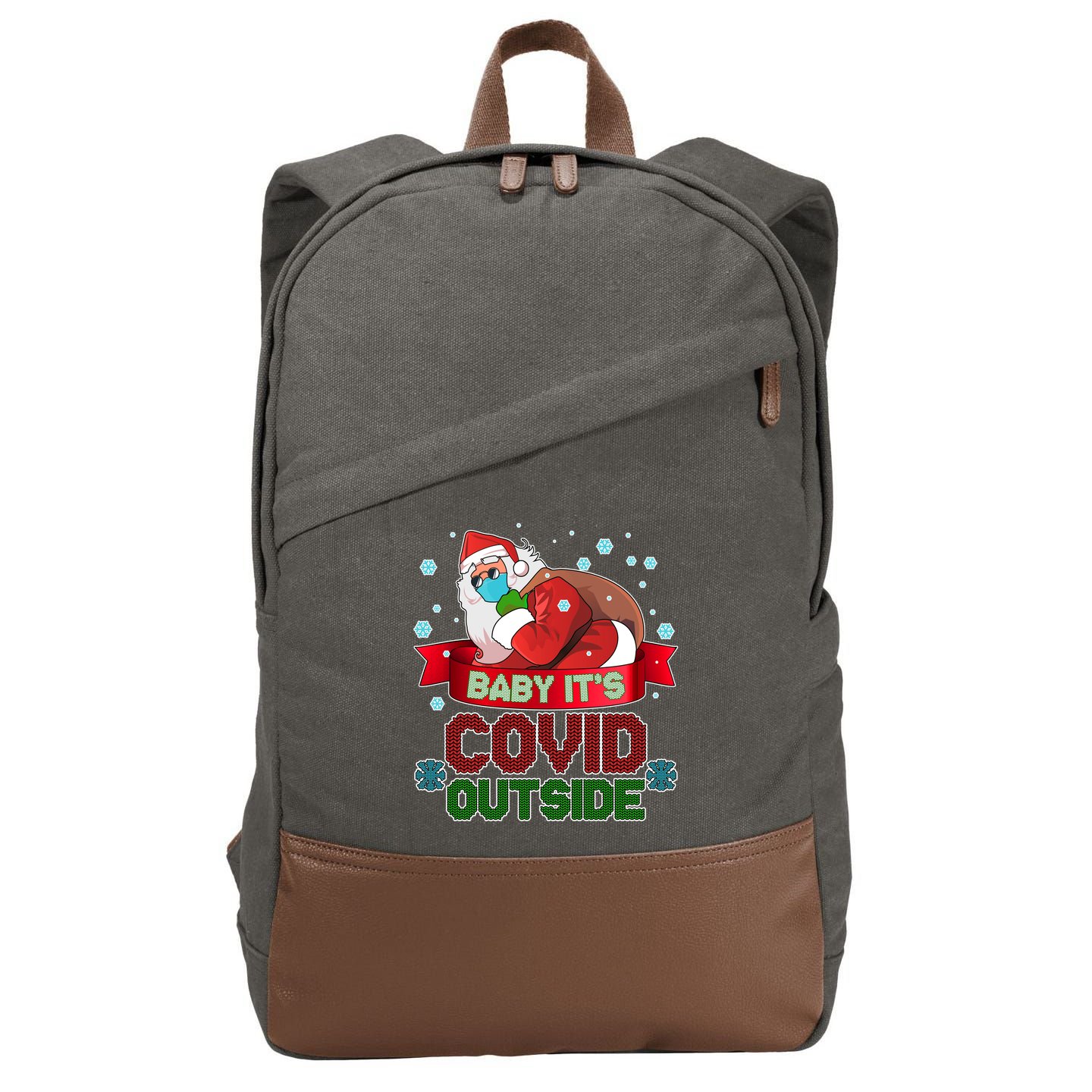 Baby It's Covid Outside Funny Christmas Cotton Canvas Backpack