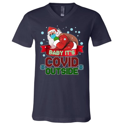 Baby It's Covid Outside Funny Christmas V-Neck T-Shirt