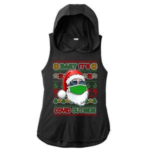 Baby It's Covid Outside Santa Ugly Christmas Sweater Ladies PosiCharge Tri-Blend Wicking Draft Hoodie Tank