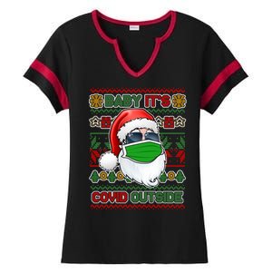 Baby It's Covid Outside Santa Ugly Christmas Sweater Ladies Halftime Notch Neck Tee