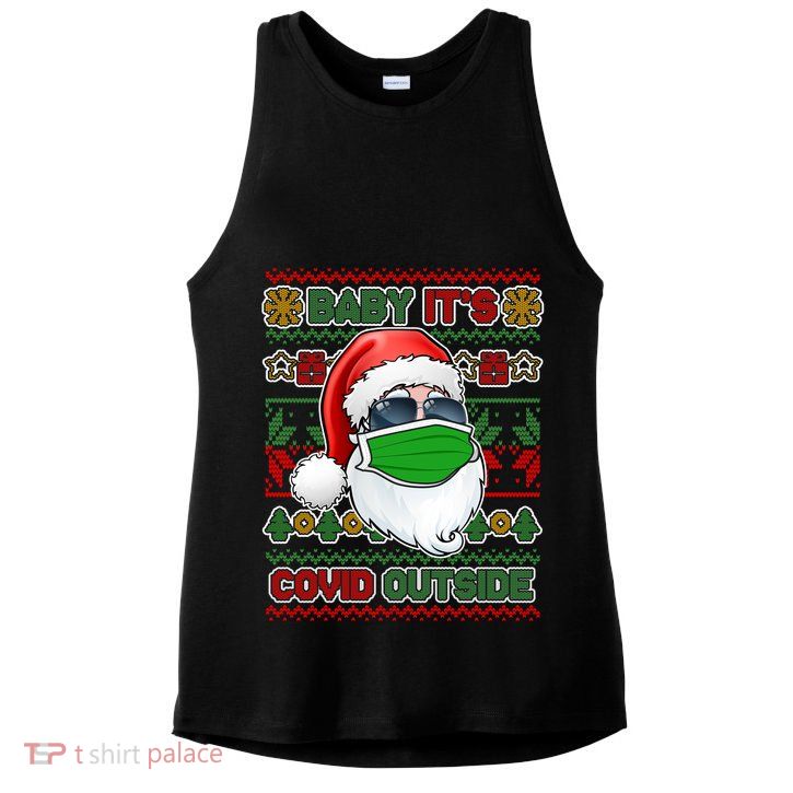 Baby It's Covid Outside Santa Ugly Christmas Sweater Ladies PosiCharge Tri-Blend Wicking Tank