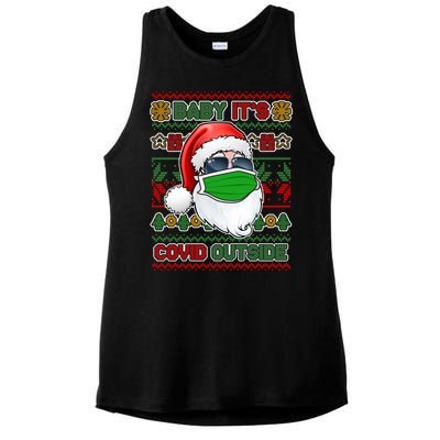 Baby It's Covid Outside Santa Ugly Christmas Sweater Ladies PosiCharge Tri-Blend Wicking Tank