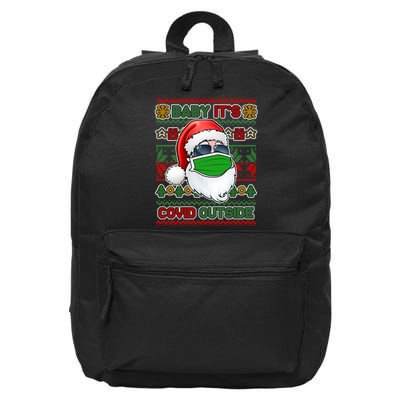 Baby It's Covid Outside Santa Ugly Christmas Sweater 16 in Basic Backpack