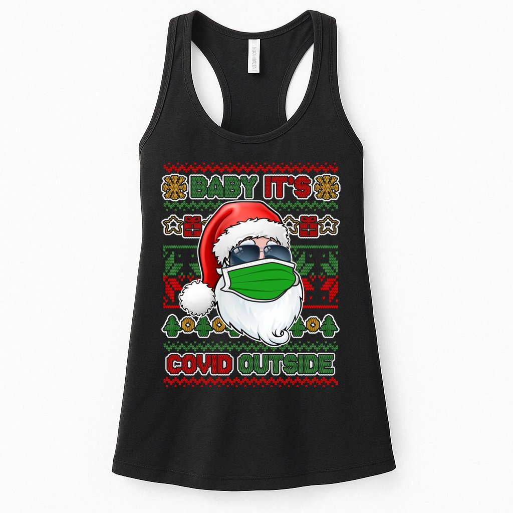 Baby It's Covid Outside Santa Ugly Christmas Sweater Womens Tank Top