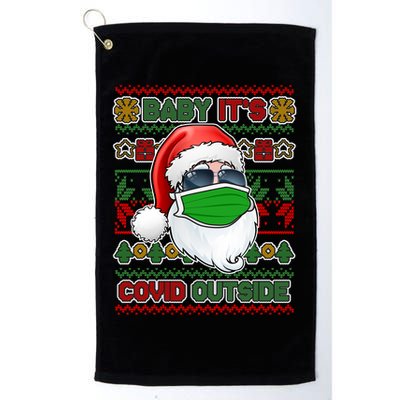 Baby It's Covid Outside Santa Ugly Christmas Sweater Golf Towel