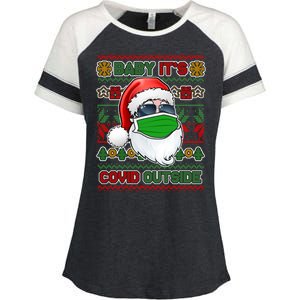 Baby It's Covid Outside Santa Ugly Christmas Sweater Enza Ladies Jersey Colorblock Tee