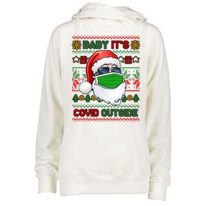 Baby It's Covid Outside Santa Ugly Christmas Sweater Womens Funnel Neck Pullover Hood