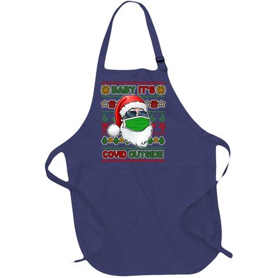 Baby It's Covid Outside Santa Ugly Christmas Sweater Full-Length Apron With Pockets