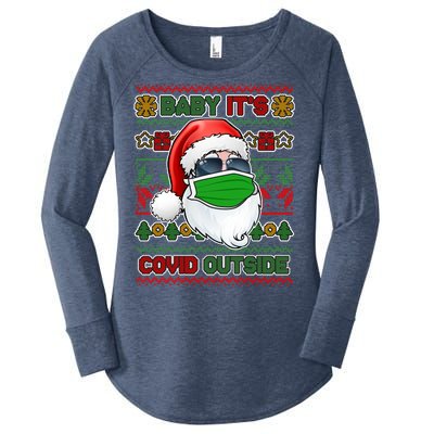 Baby It's Covid Outside Santa Ugly Christmas Sweater Women's Perfect Tri Tunic Long Sleeve Shirt