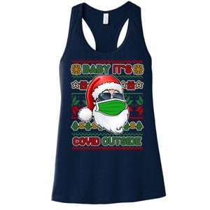 Baby It's Covid Outside Santa Ugly Christmas Sweater Women's Racerback Tank