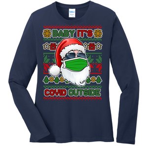 Baby It's Covid Outside Santa Ugly Christmas Sweater Ladies Long Sleeve Shirt