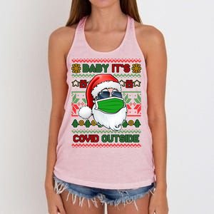 Baby It's Covid Outside Santa Ugly Christmas Sweater Women's Knotted Racerback Tank