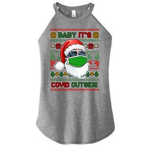 Baby It's Covid Outside Santa Ugly Christmas Sweater Women's Perfect Tri Rocker Tank