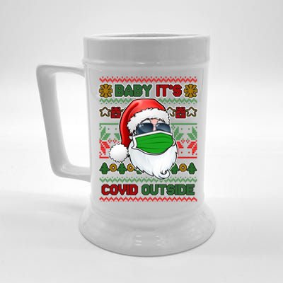 Baby It's Covid Outside Santa Ugly Christmas Sweater Beer Stein