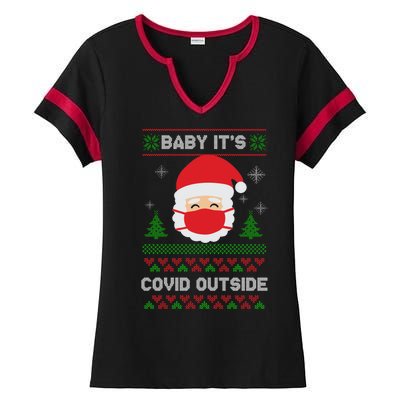 Baby It's COVID Outside Ugly Christmas Sweater Ladies Halftime Notch Neck Tee