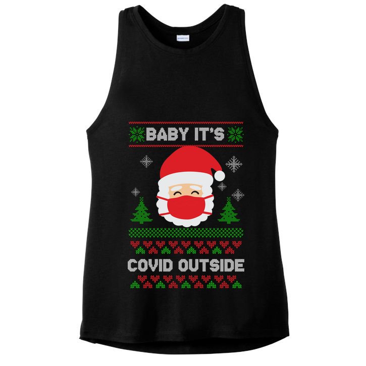 Baby It's COVID Outside Ugly Christmas Sweater Ladies PosiCharge Tri-Blend Wicking Tank