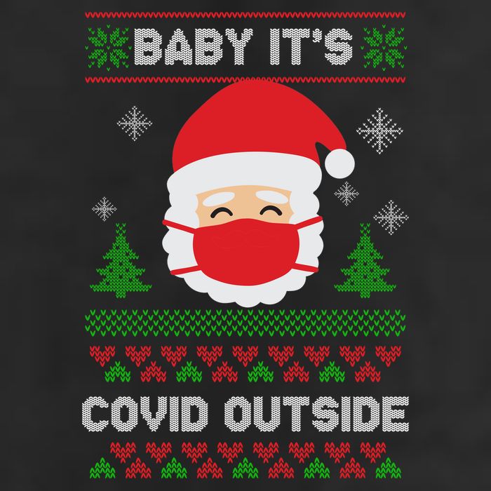 Baby It's COVID Outside Ugly Christmas Sweater 7 Panel Mesh Trucker Snapback Hat